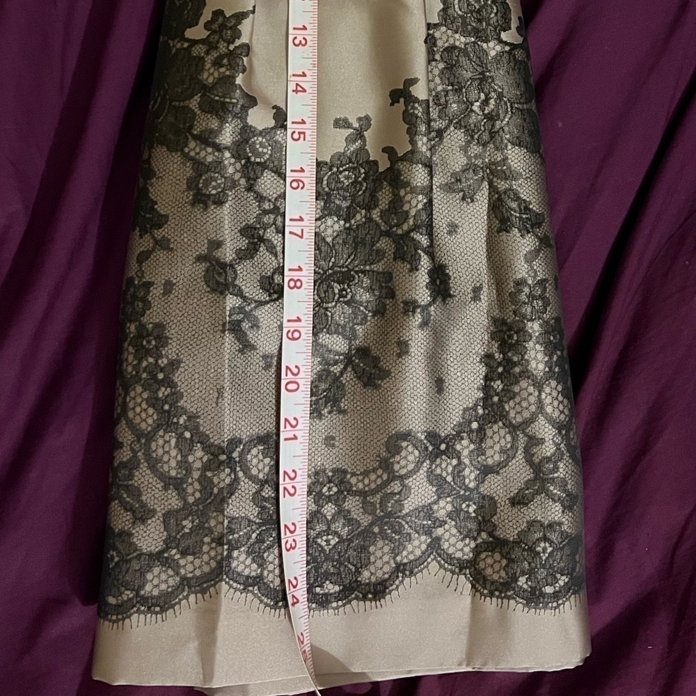 Ann Taylor Size 12 Oat Tan Brown Floral Lace Print Pleated Midi Skirt - Picture 6 of 7